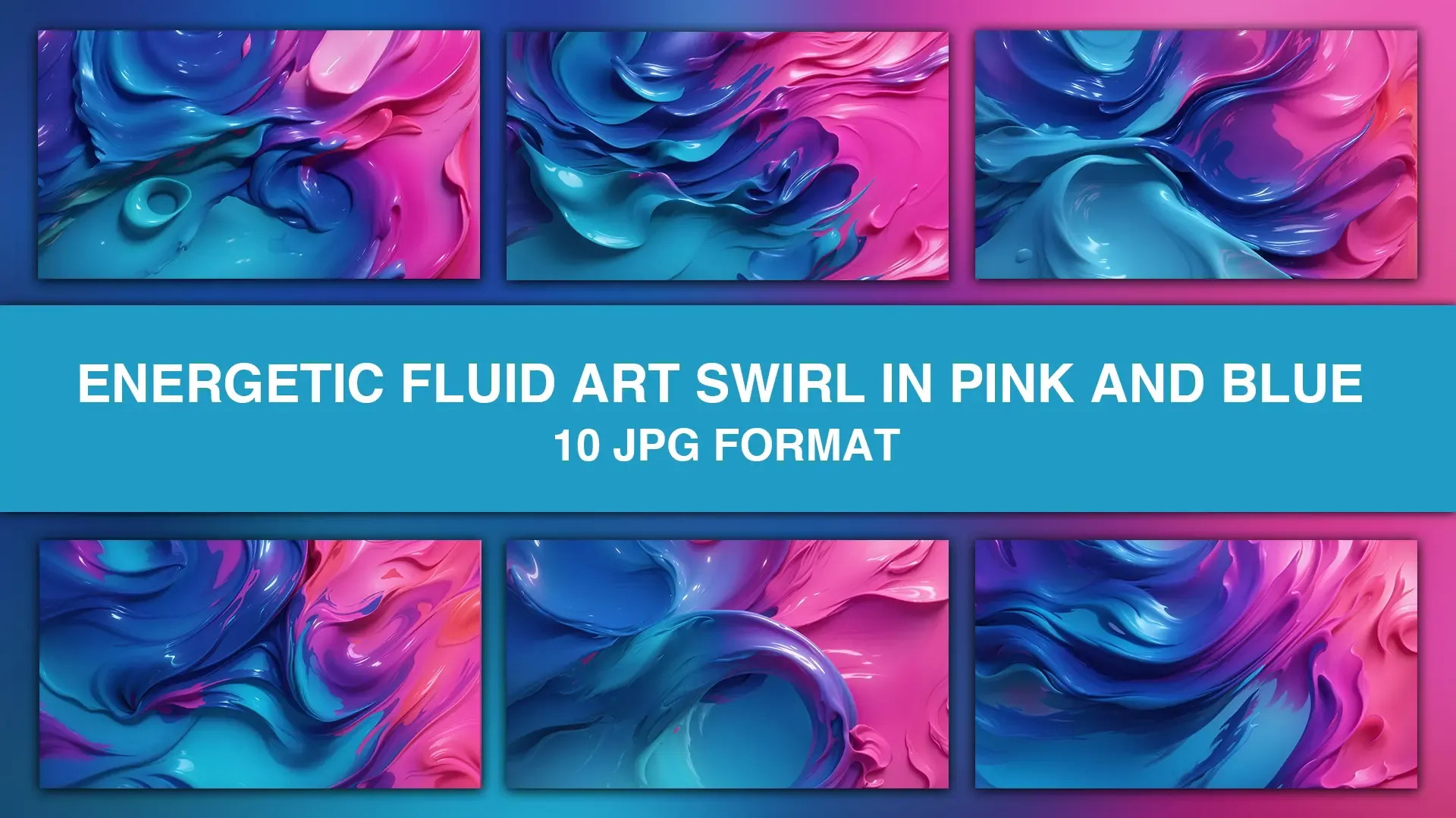 Energetic Fluid Art Swirl in Pink and Blue Background JPG Images Pack image